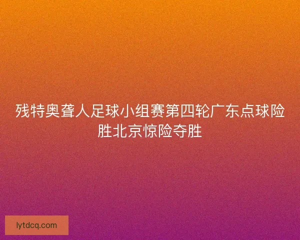 残特奥聋人足球小组赛第四轮广东点球险胜北京惊险夺胜