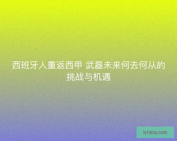 西班牙人重返西甲 武磊未来何去何从的挑战与机遇